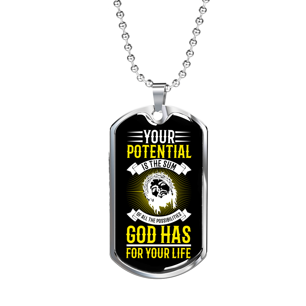 Sum Of All Possibilities Christian Necklace Stainless Steel or 18k Gold Dog Tag 24" Chain-Express Your Love Gifts