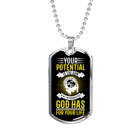 Sum Of All Possibilities Christian Necklace Stainless Steel or 18k Gold Dog Tag 24" Chain-Express Your Love Gifts