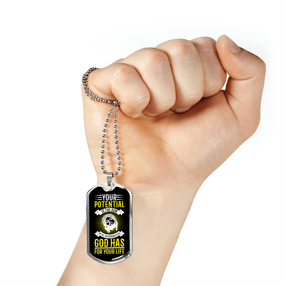 Sum Of All Possibilities Christian Necklace Stainless Steel or 18k Gold Dog Tag 24" Chain-Express Your Love Gifts