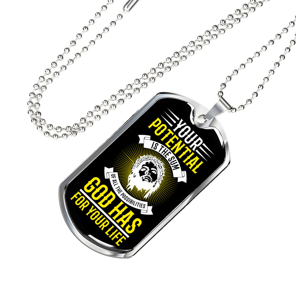 Sum Of All Possibilities Christian Necklace Stainless Steel or 18k Gold Dog Tag 24" Chain-Express Your Love Gifts