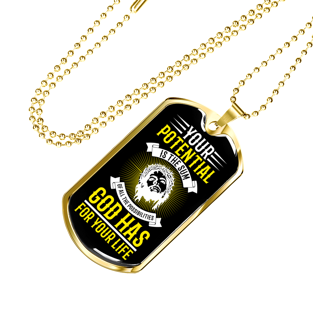 Sum Of All Possibilities Christian Necklace Stainless Steel or 18k Gold Dog Tag 24" Chain-Express Your Love Gifts