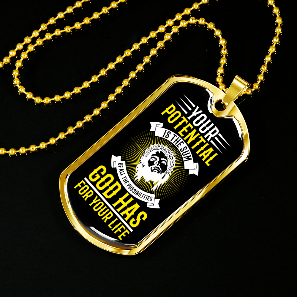 Sum Of All Possibilities Christian Necklace Stainless Steel or 18k Gold Dog Tag 24" Chain-Express Your Love Gifts