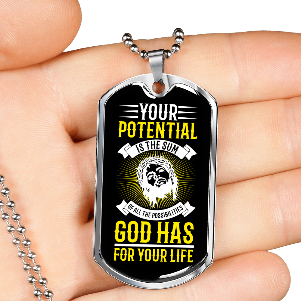 Sum Of All Possibilities Christian Necklace Stainless Steel or 18k Gold Dog Tag 24" Chain-Express Your Love Gifts