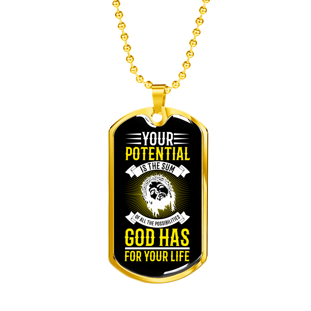 Sum Of All Possibilities Christian Necklace Stainless Steel or 18k Gold Dog Tag 24" Chain-Express Your Love Gifts