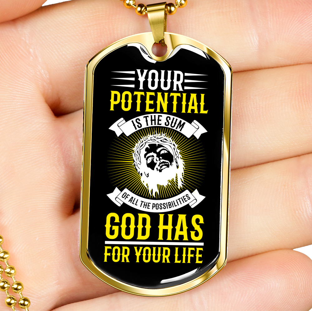 Sum Of All Possibilities Christian Necklace Stainless Steel or 18k Gold Dog Tag 24" Chain-Express Your Love Gifts