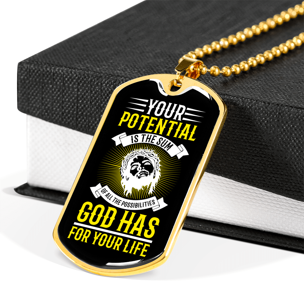 Sum Of All Possibilities Christian Necklace Stainless Steel or 18k Gold Dog Tag 24" Chain-Express Your Love Gifts