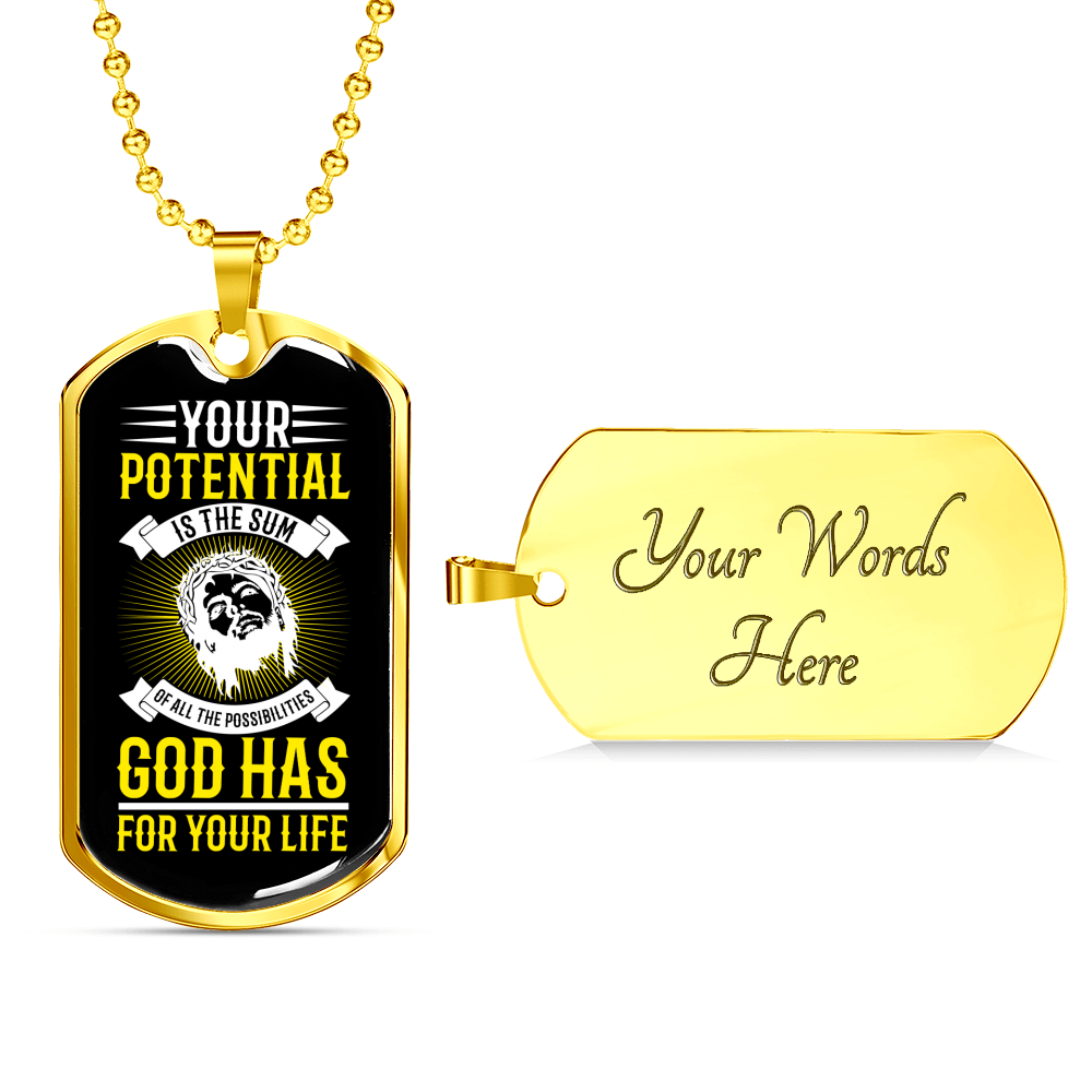 Sum Of All Possibilities Christian Necklace Stainless Steel or 18k Gold Dog Tag 24" Chain-Express Your Love Gifts