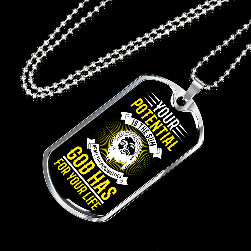 Sum Of All Possibilities Christian Necklace Stainless Steel or 18k Gold Dog Tag 24" Chain-Express Your Love Gifts