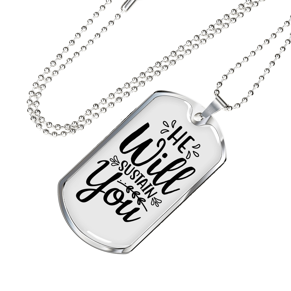 Sustain You Christian Necklace Stainless Steel or 18k Gold Dog Tag 24" Chain-Express Your Love Gifts