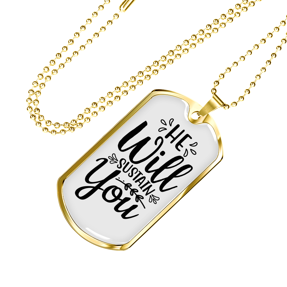 Sustain You Christian Necklace Stainless Steel or 18k Gold Dog Tag 24" Chain-Express Your Love Gifts