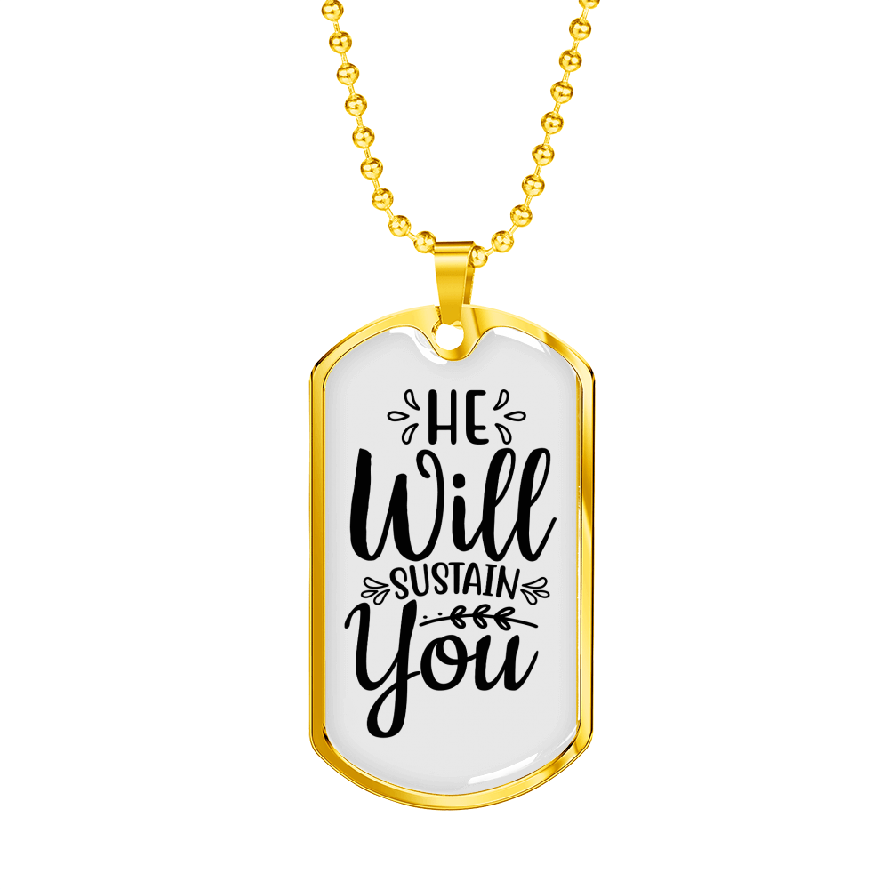 Sustain You Christian Necklace Stainless Steel or 18k Gold Dog Tag 24" Chain-Express Your Love Gifts