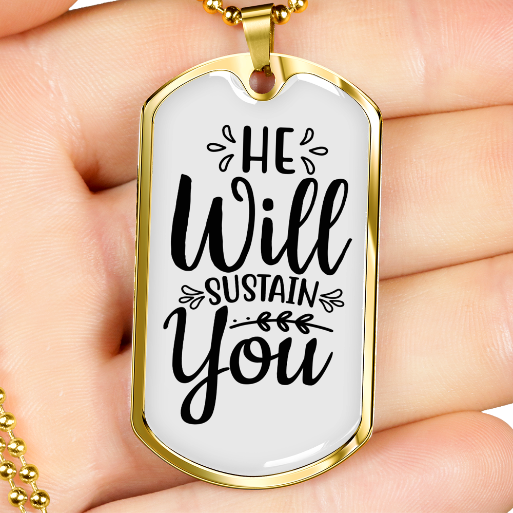 Sustain You Christian Necklace Stainless Steel or 18k Gold Dog Tag 24" Chain-Express Your Love Gifts