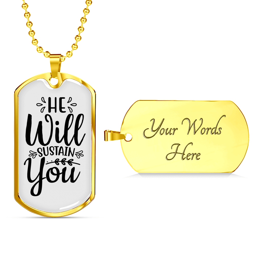 Sustain You Christian Necklace Stainless Steel or 18k Gold Dog Tag 24" Chain-Express Your Love Gifts