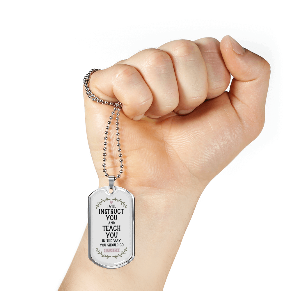 Teach You Christian Necklace Stainless Steel or 18k Gold Dog Tag 24" Chain-Express Your Love Gifts