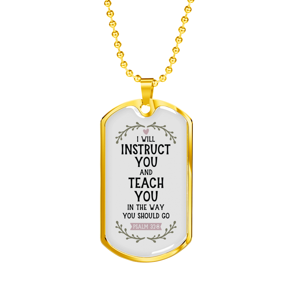 Teach You Christian Necklace Stainless Steel or 18k Gold Dog Tag 24" Chain-Express Your Love Gifts