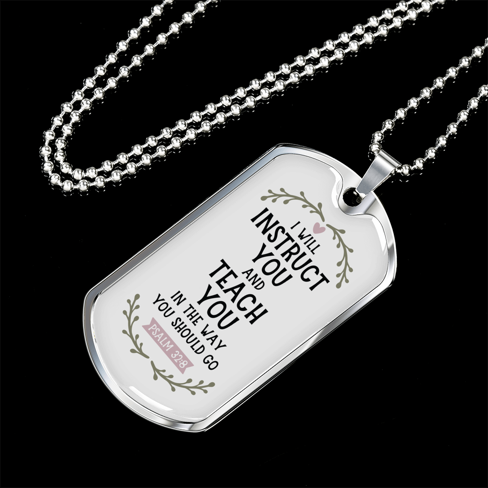 Teach You Christian Necklace Stainless Steel or 18k Gold Dog Tag 24" Chain-Express Your Love Gifts