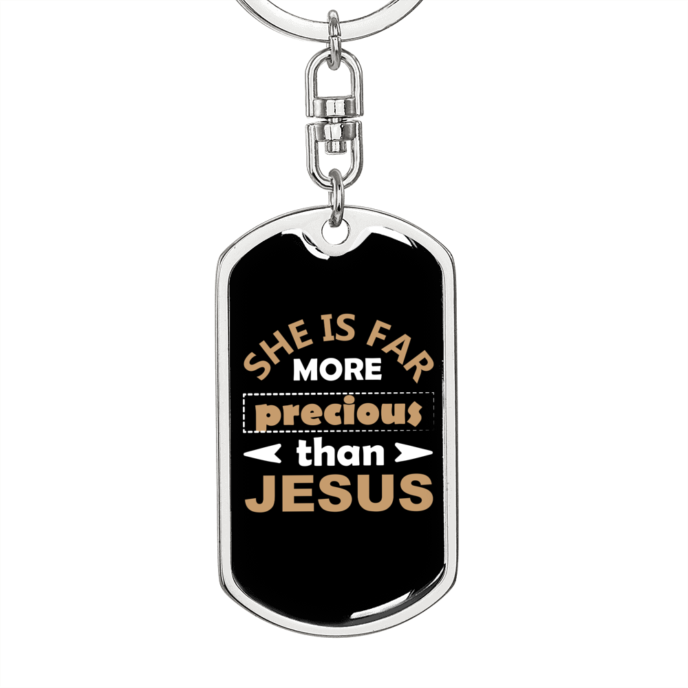 Than Jesus Keychain Stainless Steel or 18k Gold Dog Tag Keyring-Express Your Love Gifts