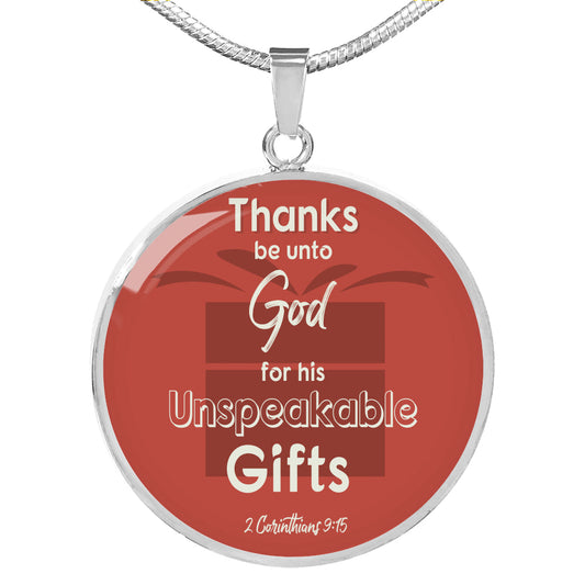 Thanks Be Unto God Bible Verse Circle Necklace Stainless Steel or 18k Gold 18-22" - Express Your Love Gifts