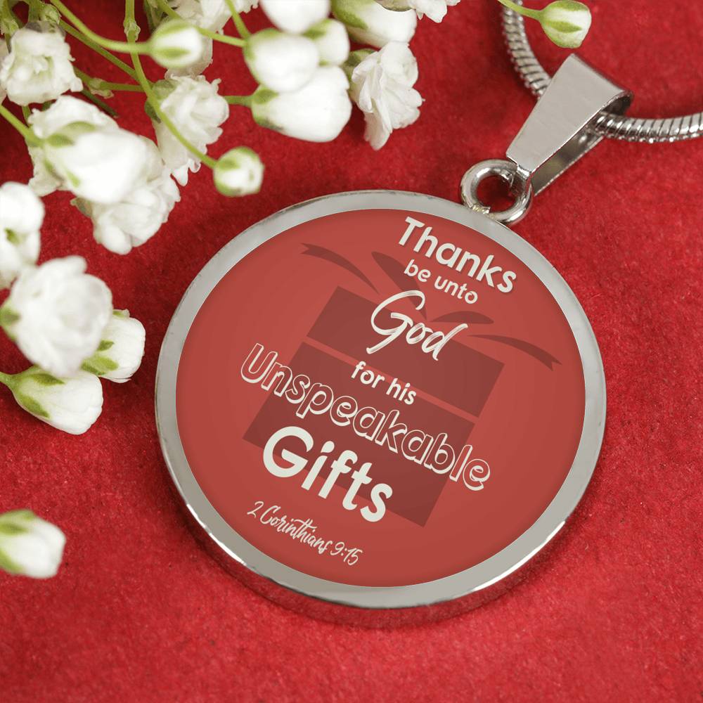 Thanks Be Unto God Bible Verse Circle Necklace Stainless Steel or 18k Gold 18-22" - Express Your Love Gifts