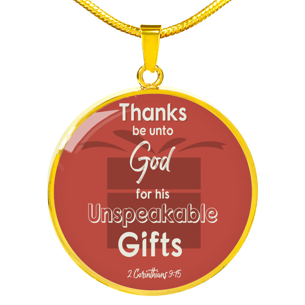 Thanks Be Unto God Bible Verse Circle Necklace Stainless Steel or 18k Gold 18-22" - Express Your Love Gifts