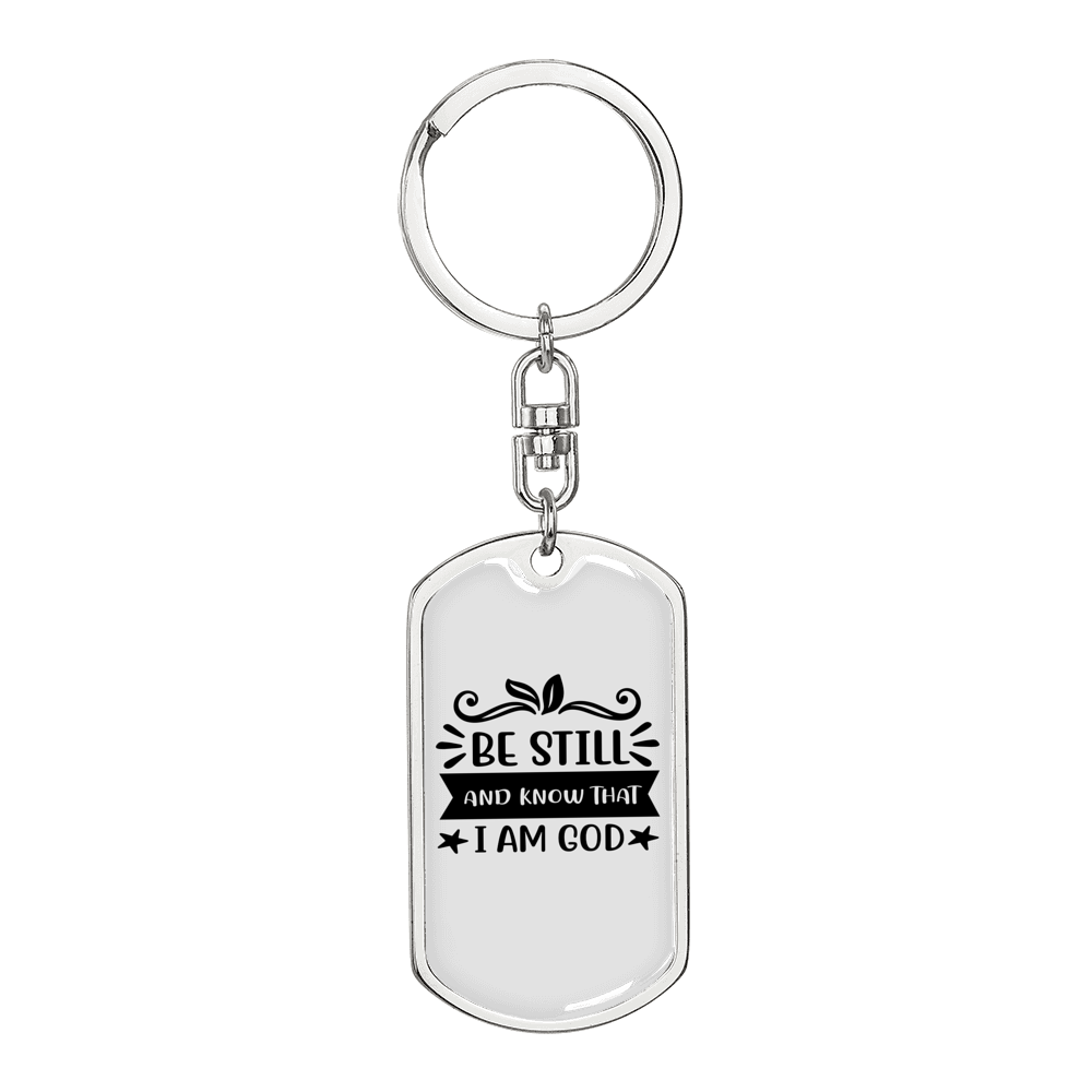 That I Am God Keychain Stainless Steel or 18k Gold Dog Tag Keyring-Express Your Love Gifts