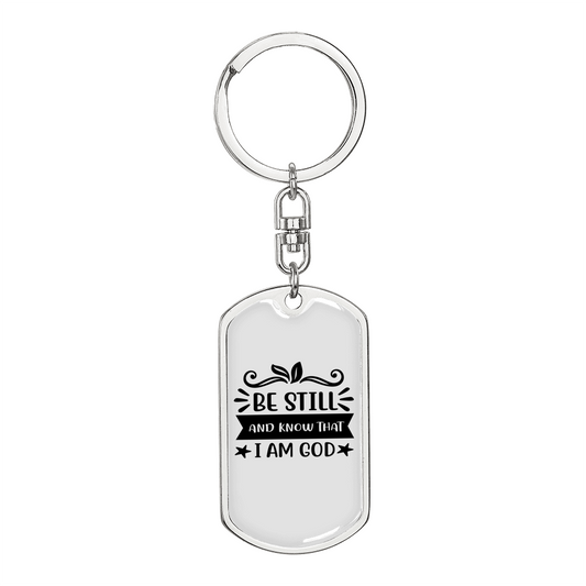 That I Am God Keychain Stainless Steel or 18k Gold Dog Tag Keyring-Express Your Love Gifts