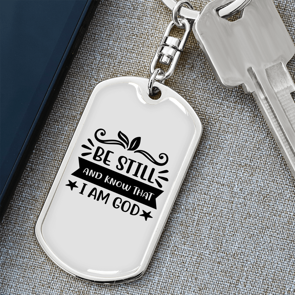 That I Am God Keychain Stainless Steel or 18k Gold Dog Tag Keyring-Express Your Love Gifts