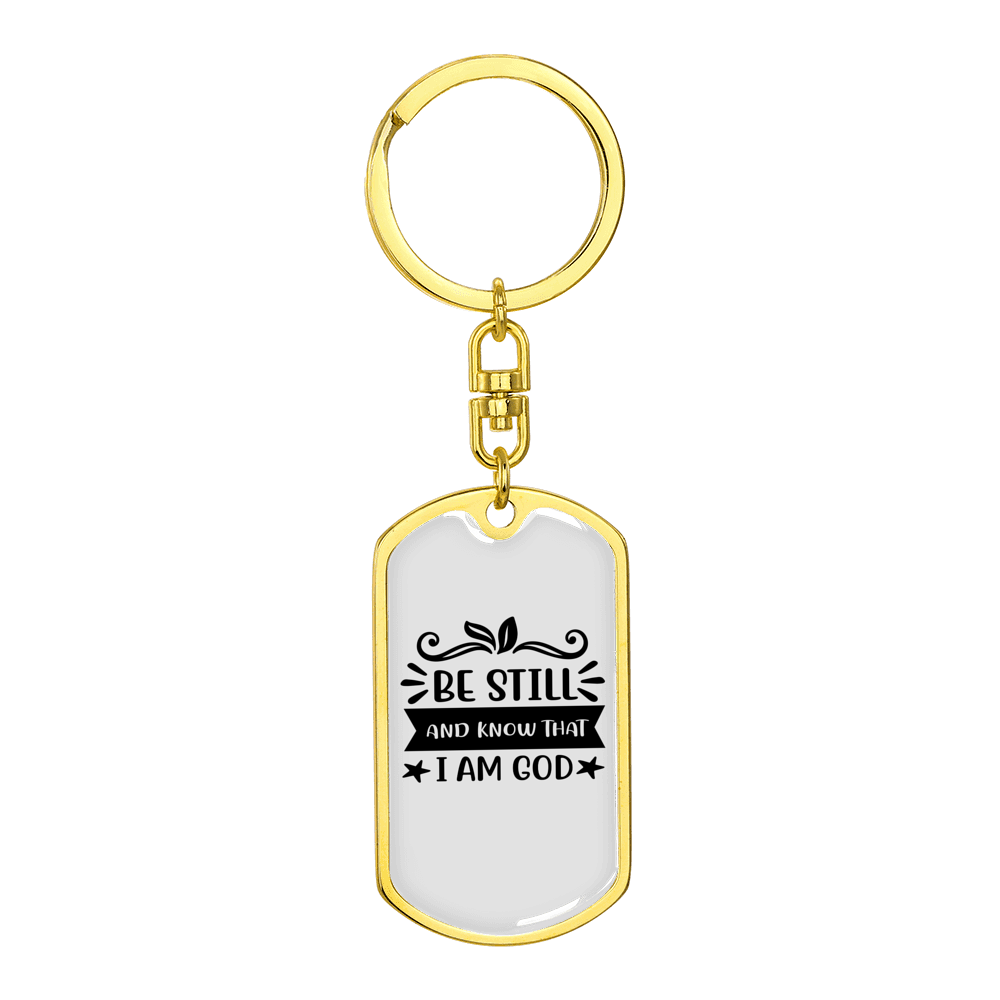 That I Am God Stainless Steel or 18k Gold Premium Swivel Dog Tag Keychain
