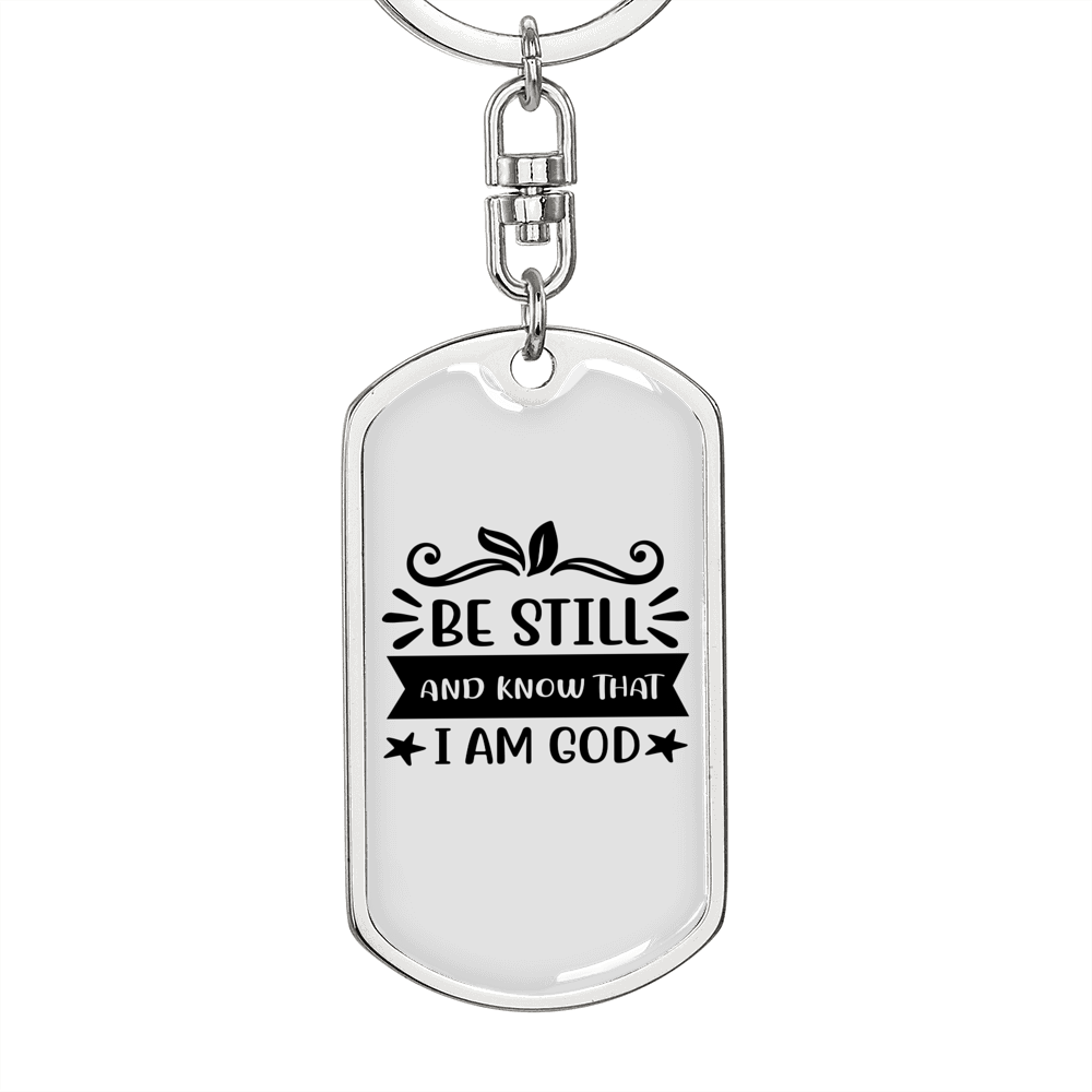 That I Am God Keychain Stainless Steel or 18k Gold Dog Tag Keyring-Express Your Love Gifts