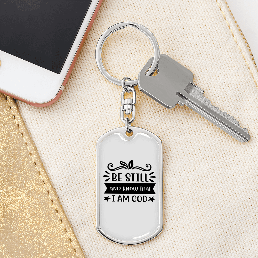 That I Am God Keychain Stainless Steel or 18k Gold Dog Tag Keyring-Express Your Love Gifts