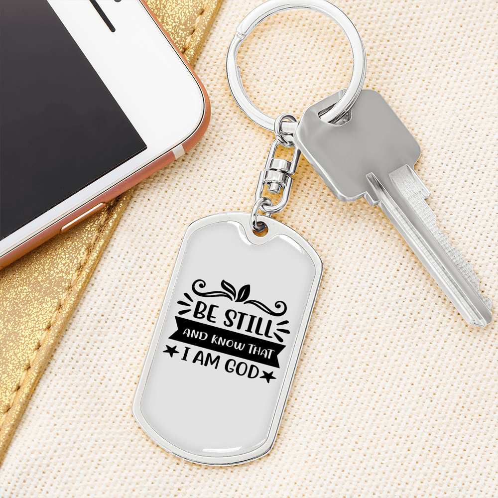 That I Am God Keychain Stainless Steel or 18k Gold Dog Tag Keyring-Express Your Love Gifts