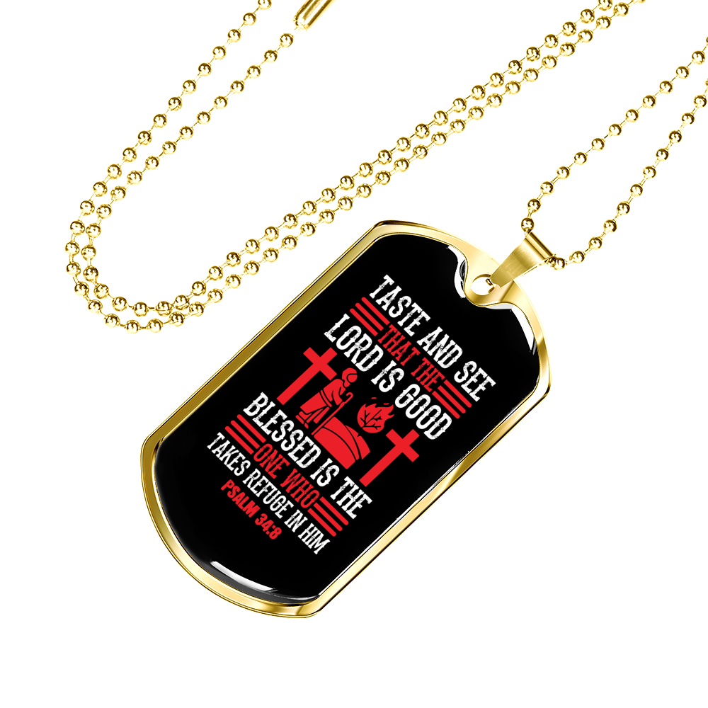 That The Lord Is Good Christian Necklace Stainless Steel or 18k Gold Dog Tag 24" Chain-Express Your Love Gifts