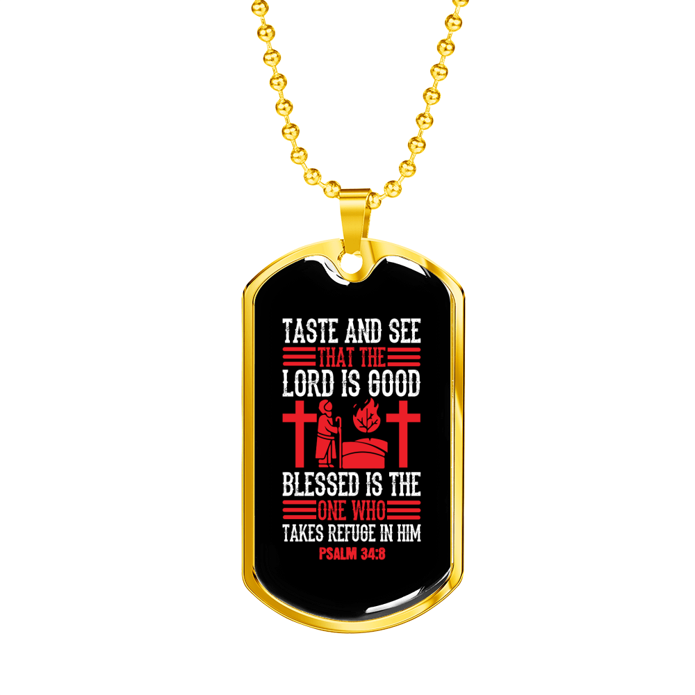 That The Lord Is Good Christian Necklace Stainless Steel or 18k Gold Dog Tag 24" Chain-Express Your Love Gifts