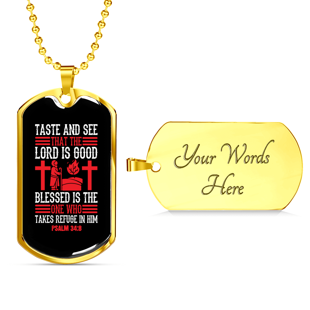 That The Lord Is Good Christian Necklace Stainless Steel or 18k Gold Dog Tag 24" Chain-Express Your Love Gifts