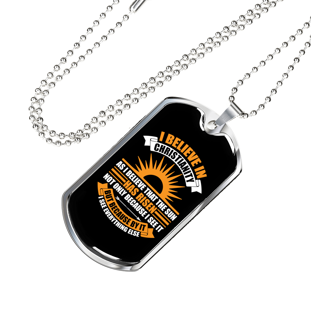 That The Sun Has Risen Christian Necklace Stainless Steel or 18k Gold Dog Tag 24" Chain-Express Your Love Gifts