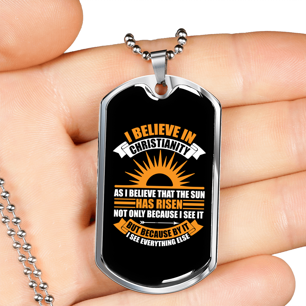 That The Sun Has Risen Christian Necklace Stainless Steel or 18k Gold Dog Tag 24" Chain-Express Your Love Gifts