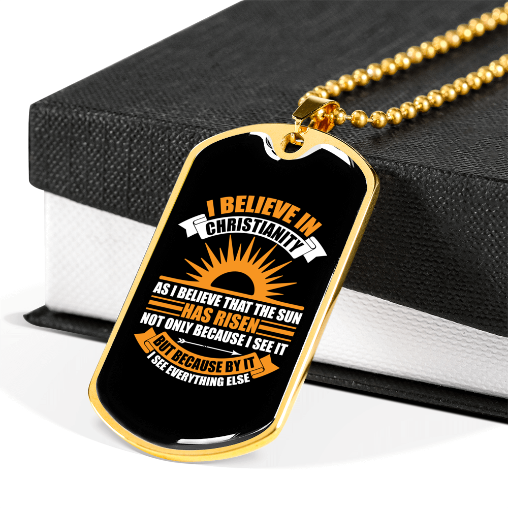 That The Sun Has Risen Christian Necklace Stainless Steel or 18k Gold Dog Tag 24" Chain-Express Your Love Gifts