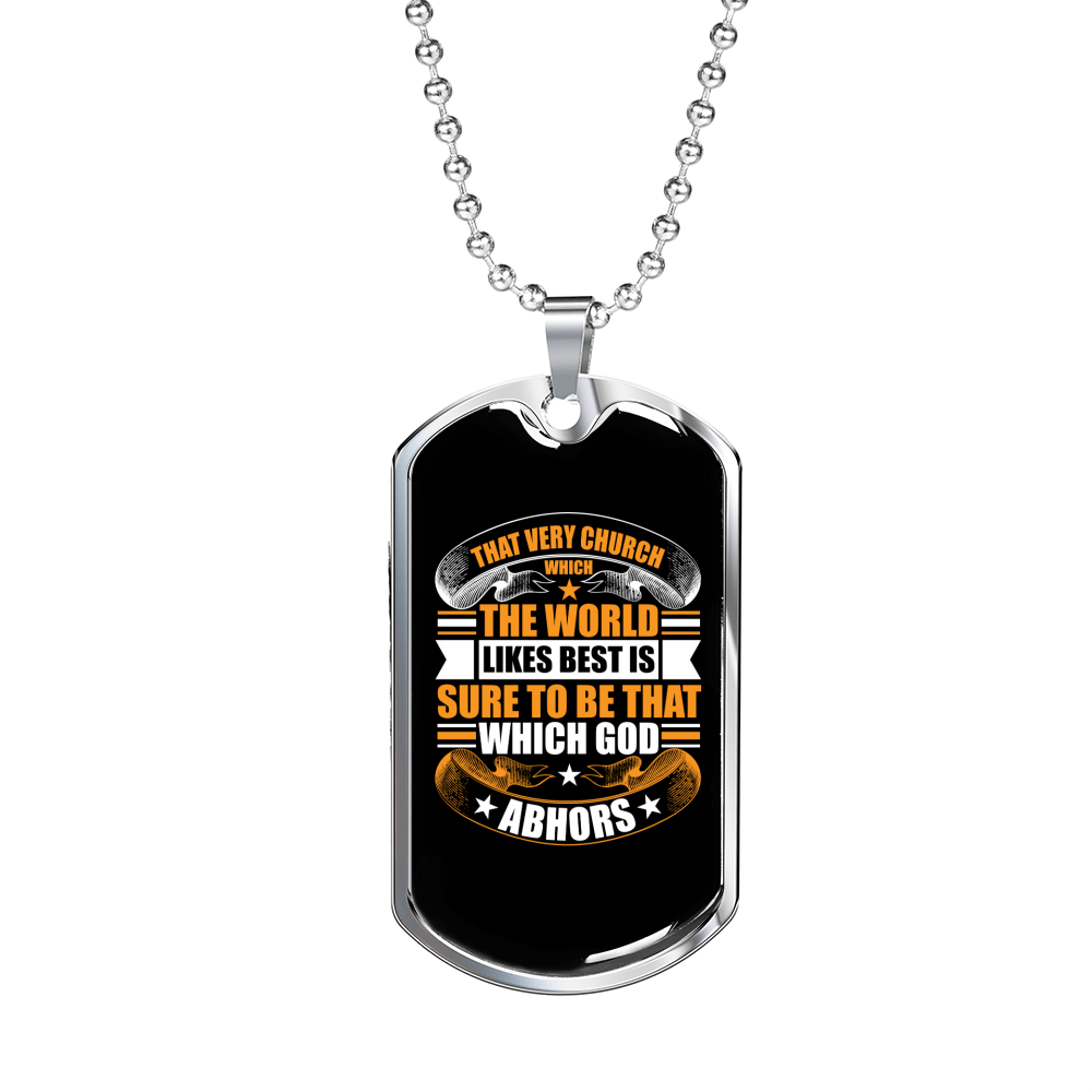 That Very Church Christian Necklace Stainless Steel or 18k Gold Dog Tag 24" Chain-Express Your Love Gifts