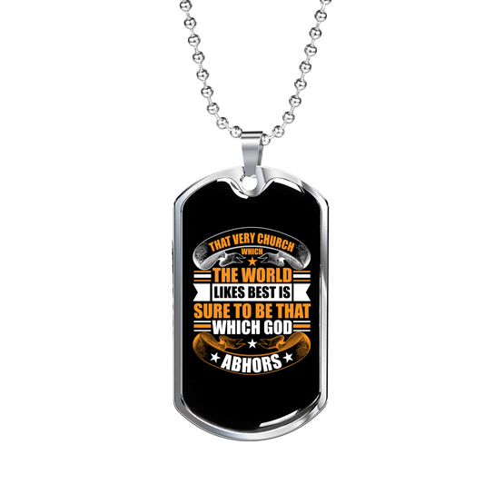 That Very Church Christian Necklace Stainless Steel or 18k Gold Dog Tag 24" Chain-Express Your Love Gifts