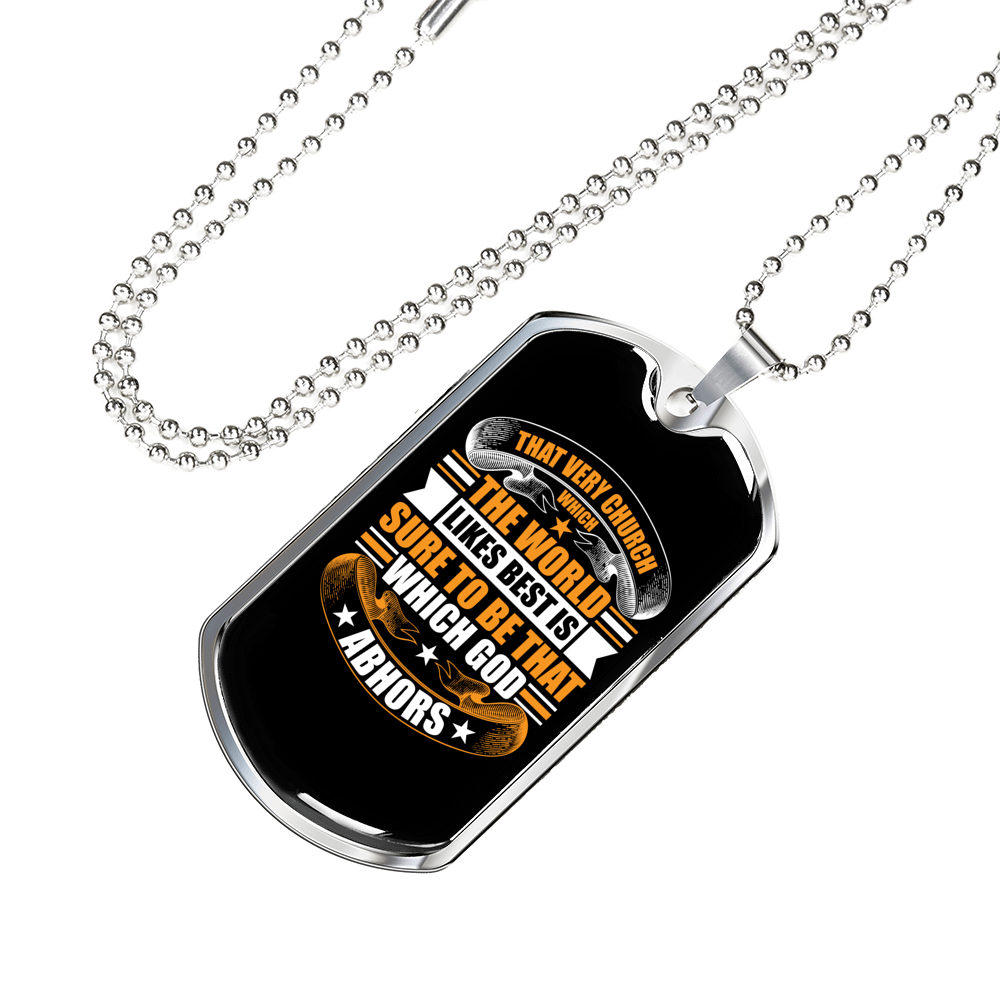 That Very Church Christian Necklace Stainless Steel or 18k Gold Dog Tag 24" Chain-Express Your Love Gifts