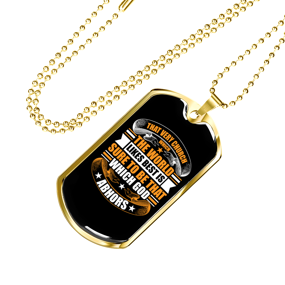 That Very Church Christian Necklace Stainless Steel or 18k Gold Dog Tag 24" Chain-Express Your Love Gifts