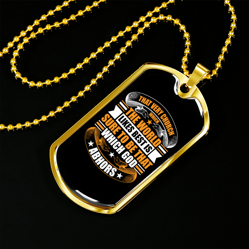 That Very Church Christian Necklace Stainless Steel or 18k Gold Dog Tag 24" Chain-Express Your Love Gifts