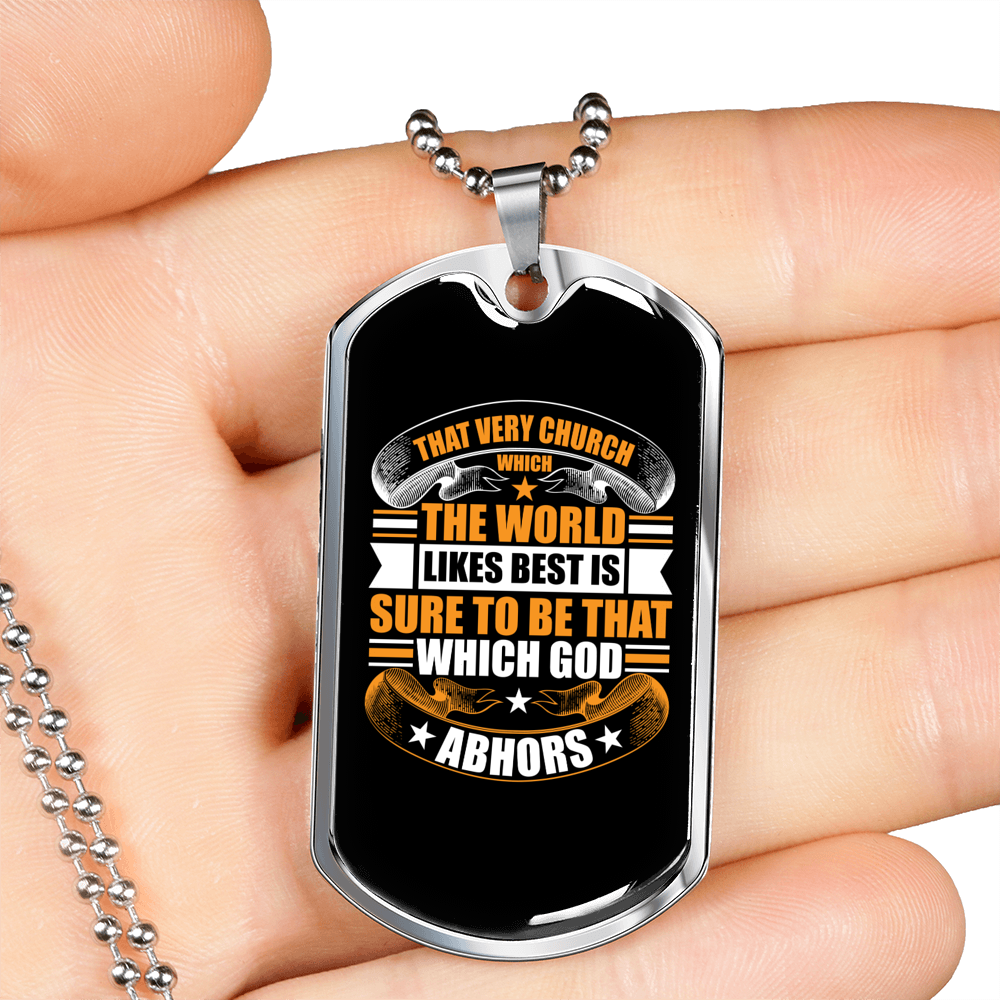 That Very Church Christian Necklace Stainless Steel or 18k Gold Dog Tag 24" Chain-Express Your Love Gifts