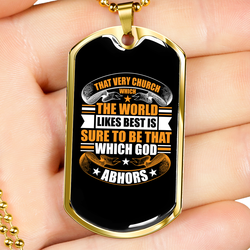 That Very Church Christian Necklace Stainless Steel or 18k Gold Dog Tag 24" Chain-Express Your Love Gifts