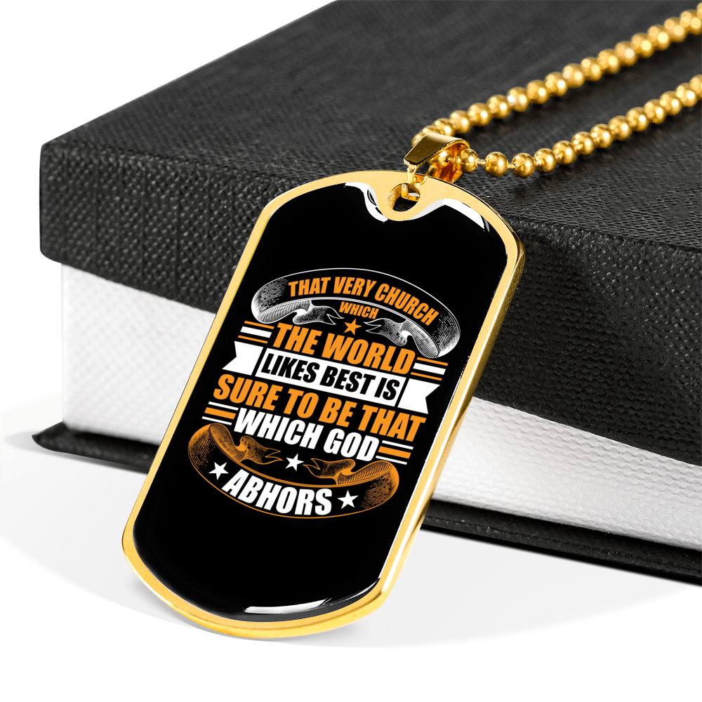 That Very Church Christian Necklace Stainless Steel or 18k Gold Dog Tag 24" Chain-Express Your Love Gifts