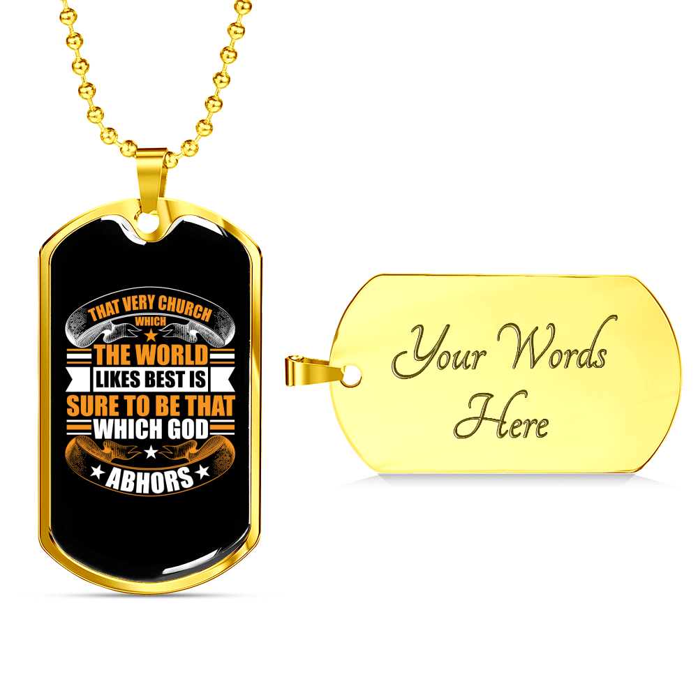 That Very Church Christian Necklace Stainless Steel or 18k Gold Dog Tag 24" Chain-Express Your Love Gifts