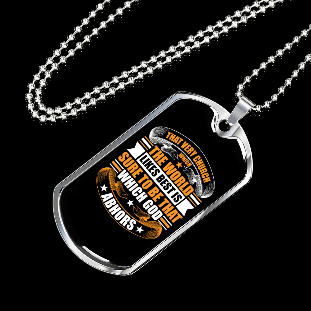 That Very Church Christian Necklace Stainless Steel or 18k Gold Dog Tag 24" Chain-Express Your Love Gifts