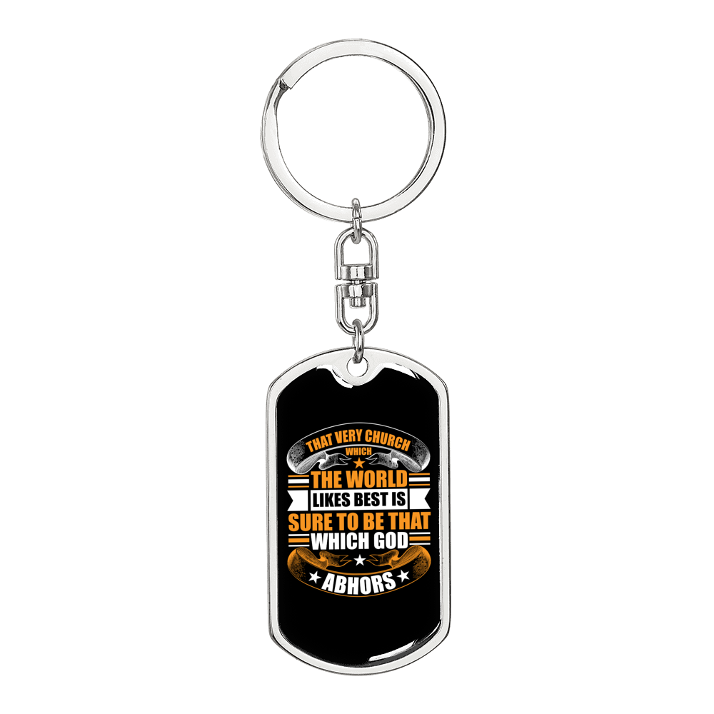 That Very Church Keychain Stainless Steel or 18k Gold Dog Tag Keyring-Express Your Love Gifts