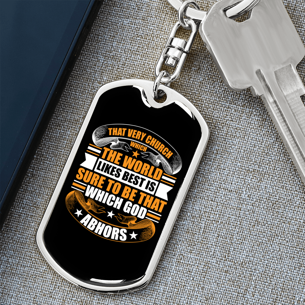 That Very Church Keychain Stainless Steel or 18k Gold Dog Tag Keyring-Express Your Love Gifts