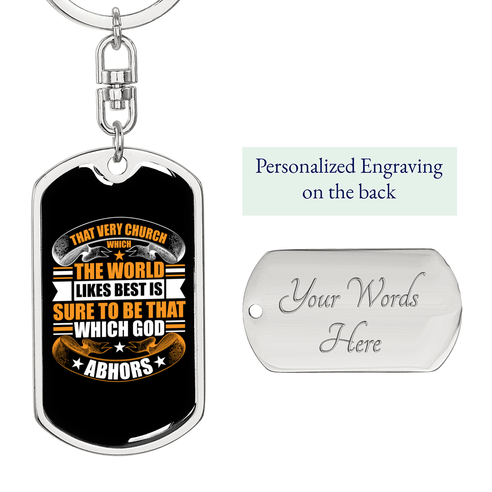 That Very Church Keychain Stainless Steel or 18k Gold Dog Tag Keyring-Express Your Love Gifts